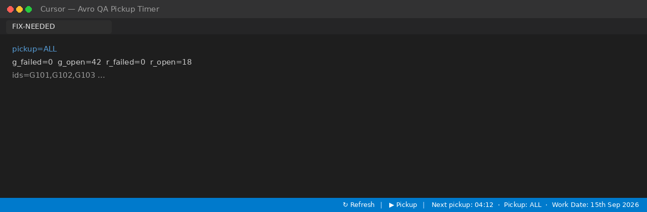Status bar: Pick MM:SS | Scope | Refresh | Pick icon